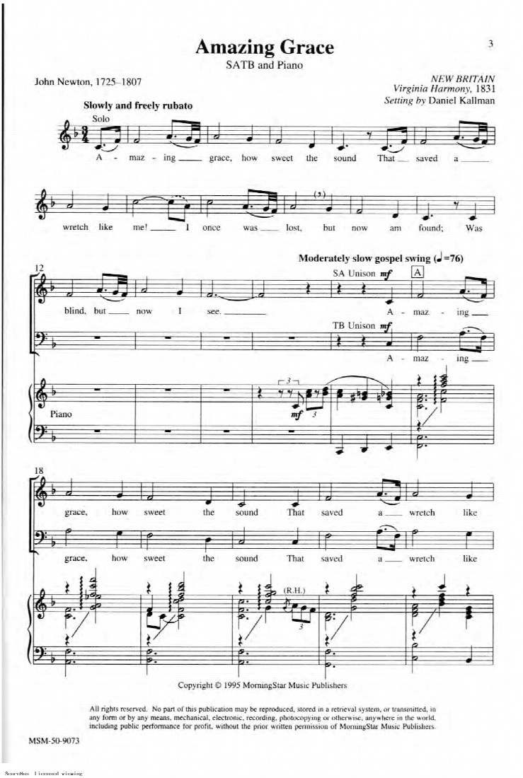 First-page preview of Amazing Grace