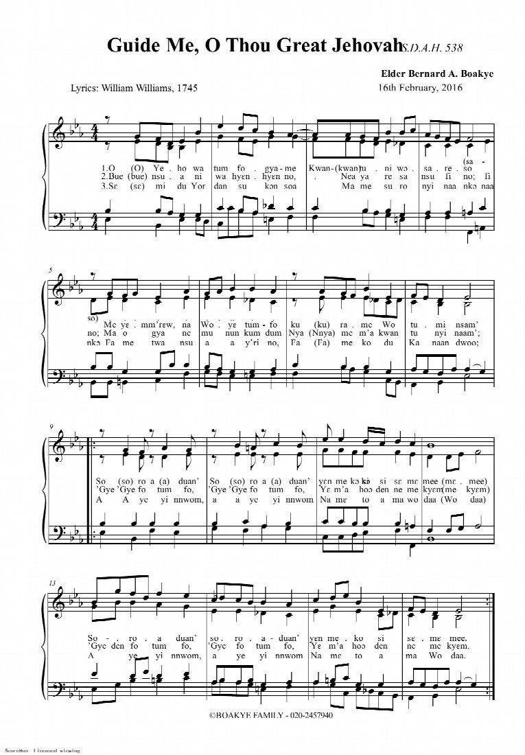 First-page preview of Guide Me, O Thou Great Jehovah