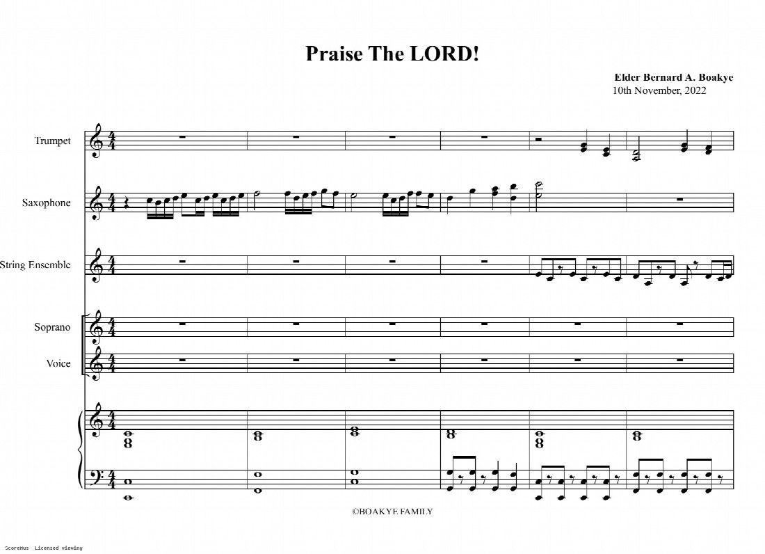 First-page preview of Praise The LORD