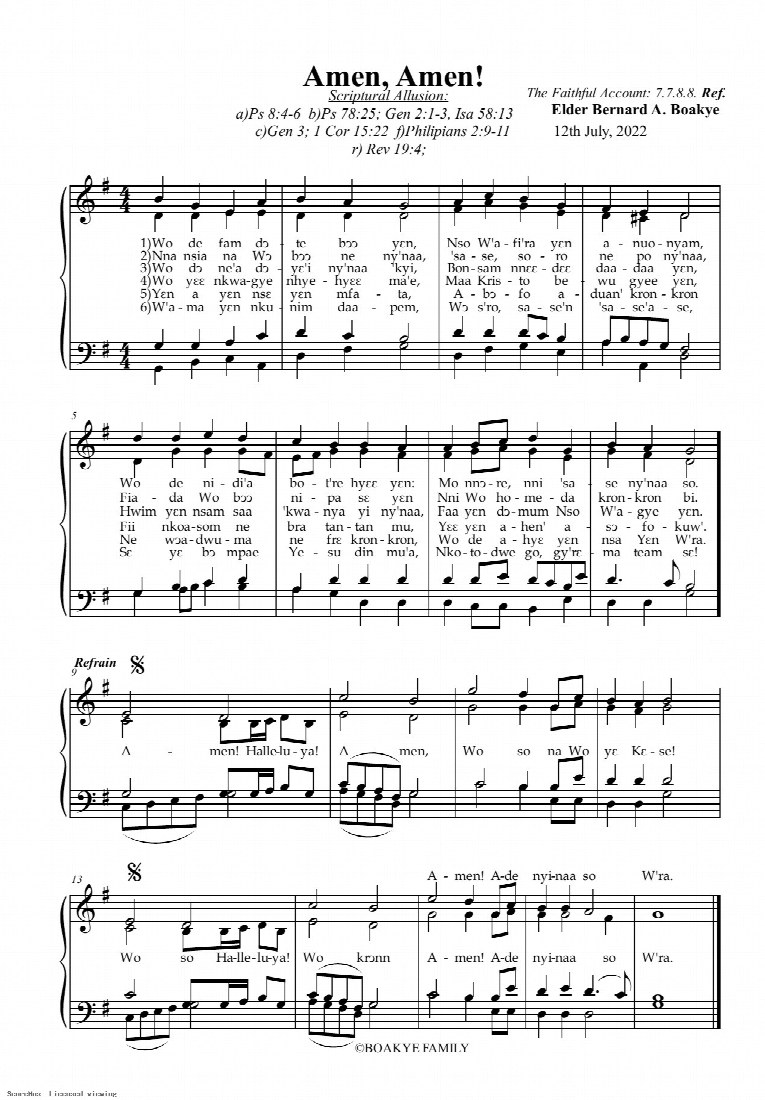 First-page preview of Amen and Amen