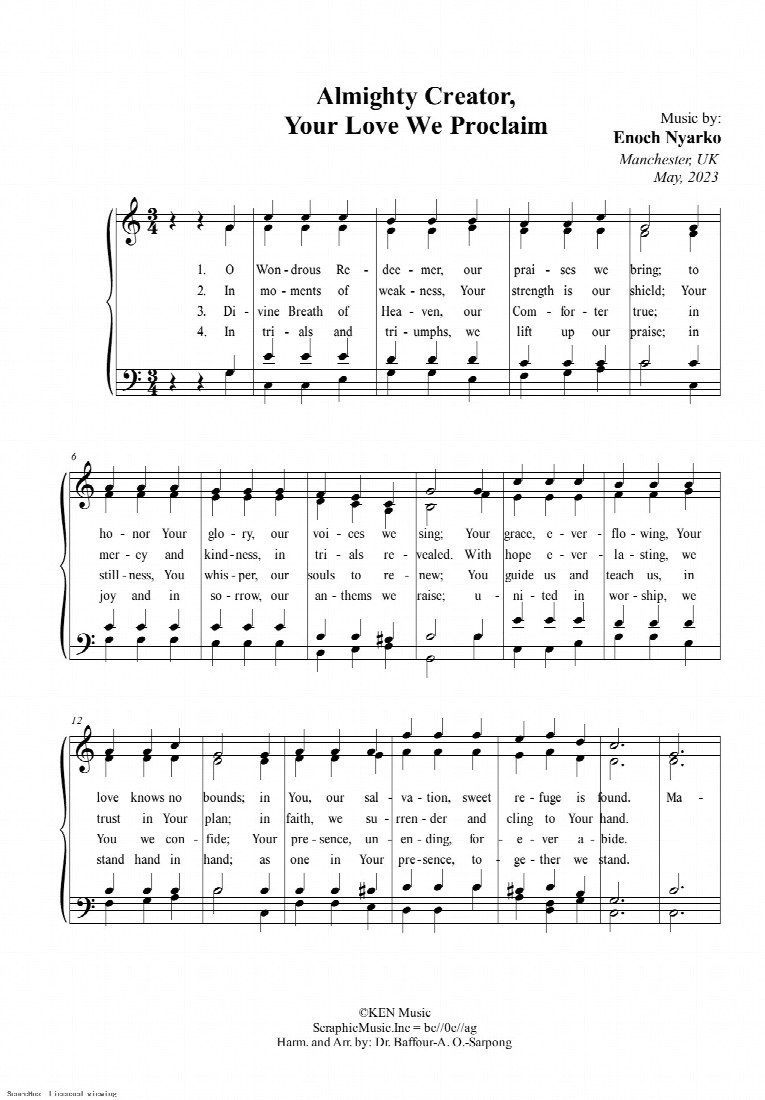 First-page preview of ALMIGHTY CREATOR, YOUR LOVE WE PROCLAIM