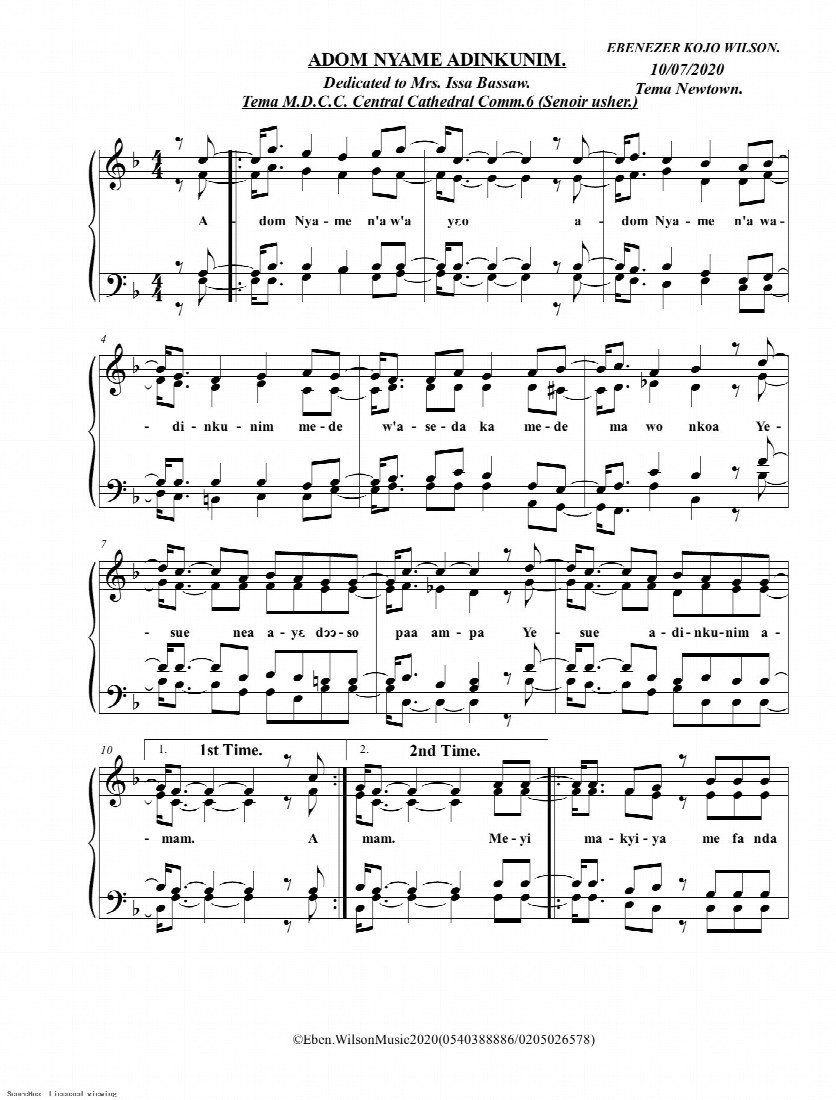 First-page preview of Adom Nyame Adinkunim