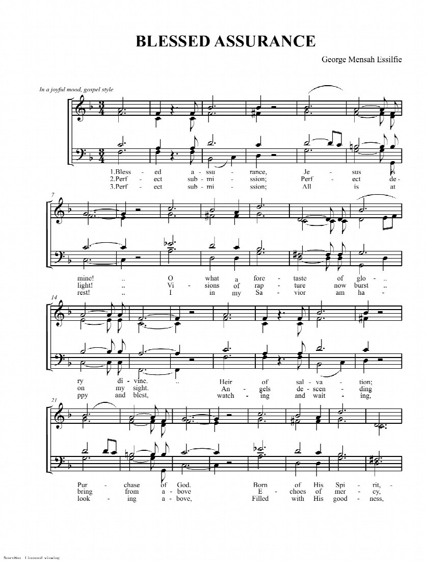 First-page preview of BLESSED ASSURANCE