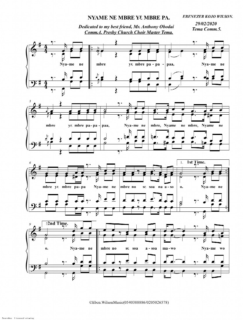 First-page preview of Nyame ne mbre ye mbre pa