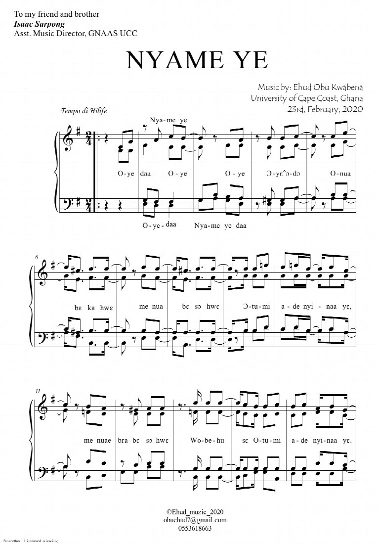 First-page preview of Nyame ye