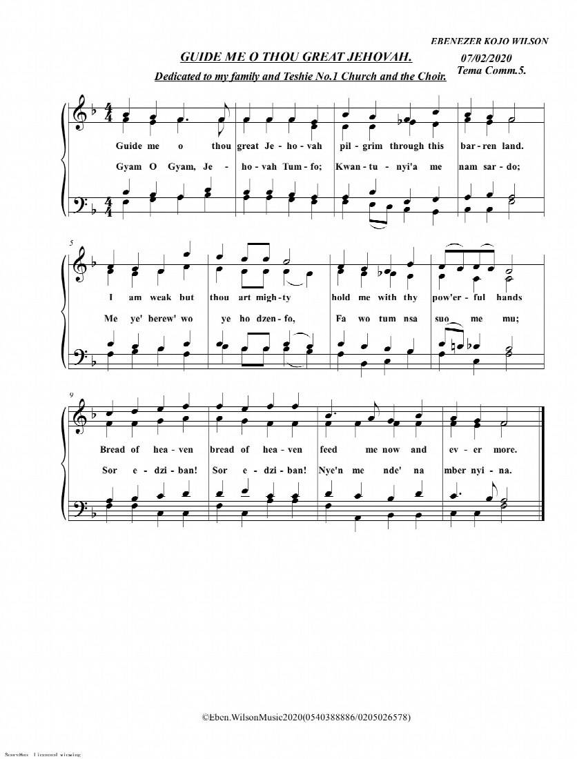 First-page preview of Guide me o thou great Jehovah