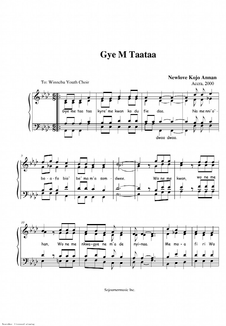 First-page preview of GYE ME TAATAA