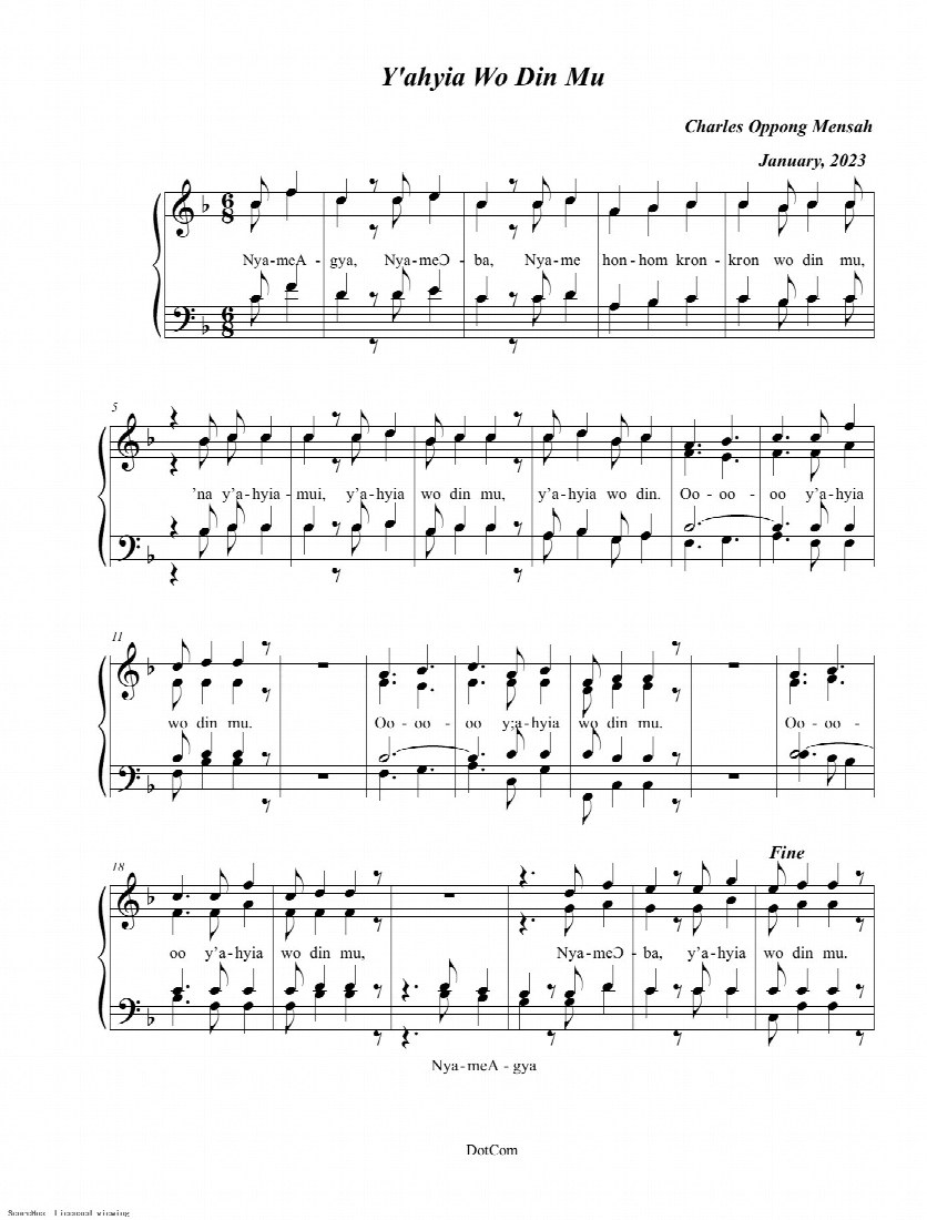 First-page preview of Y’ahyia wo din mu