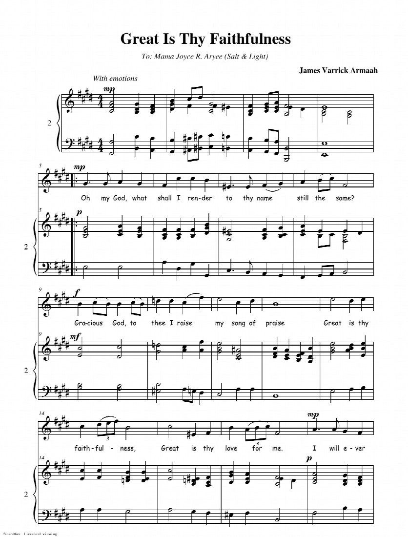 First-page preview of Great is thy faithfulness