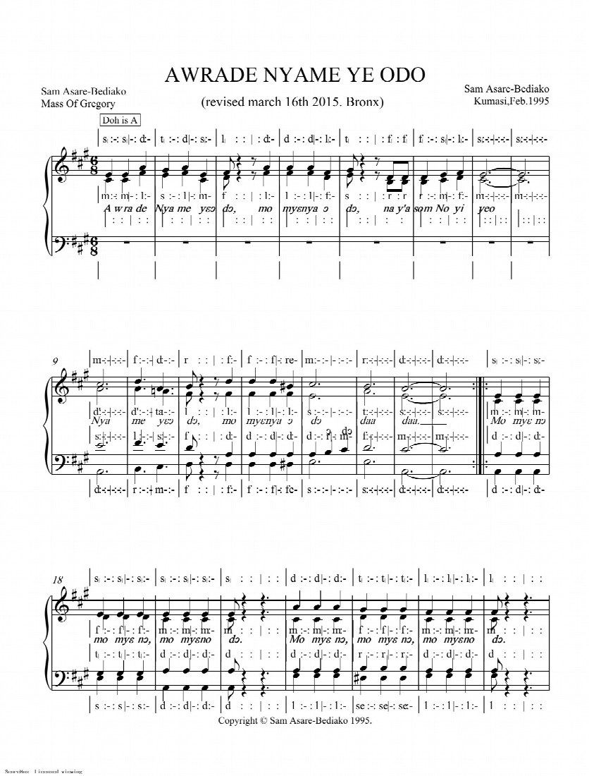 First-page preview of Awurade Nyame Ye Odo