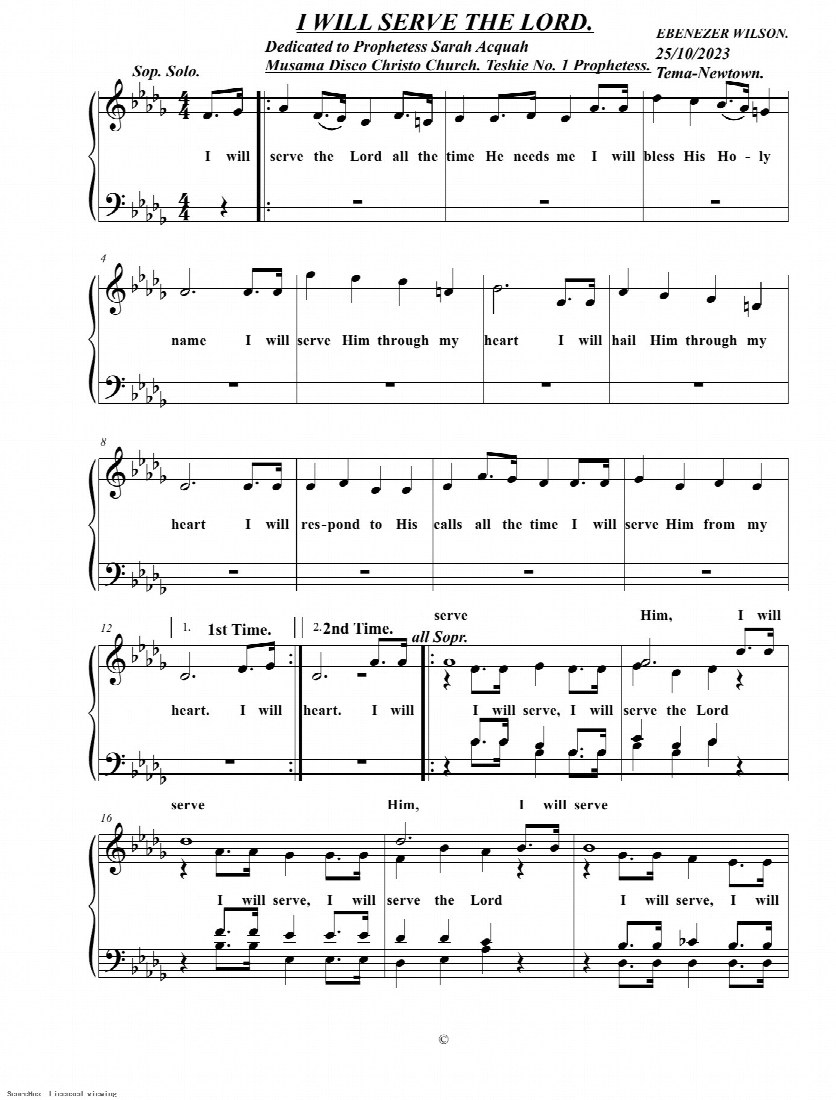 First-page preview of I WILL SERVE THE LORD