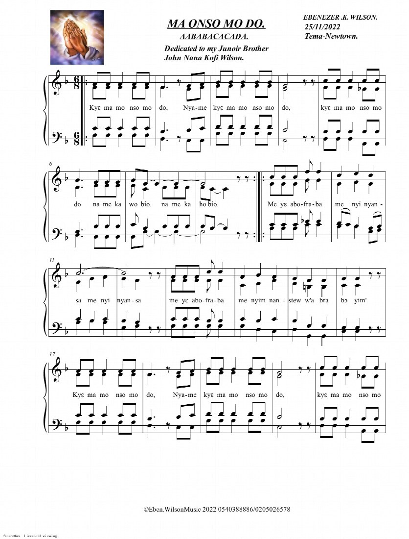 First-page preview of MA ONSO MO DO - Ebenezer Wilson
