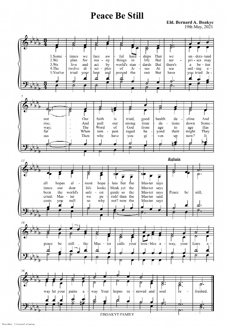 First-page preview of Peace Be Still