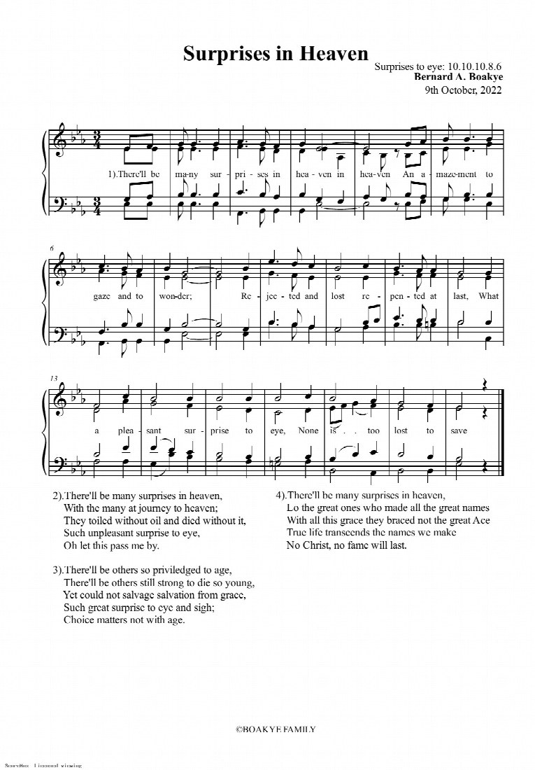 First-page preview of Surprises In Heaven