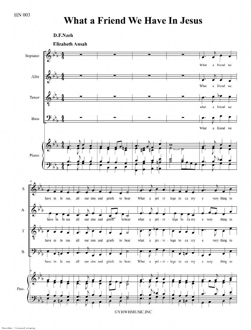 First-page preview of What a friend we have in Jesus