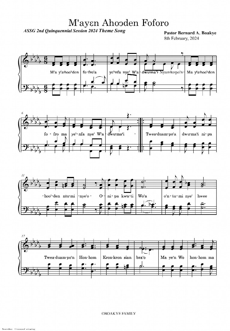 First-page preview of Ma Yɛn Ahoɔden Fofro