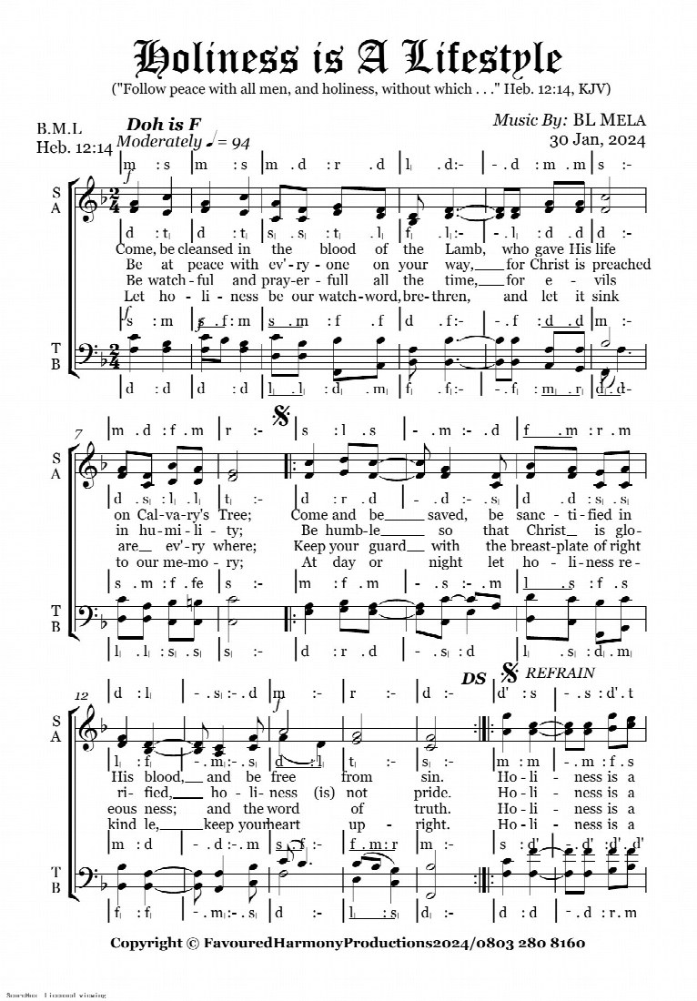 First-page preview of Holiness is a Lifestyle