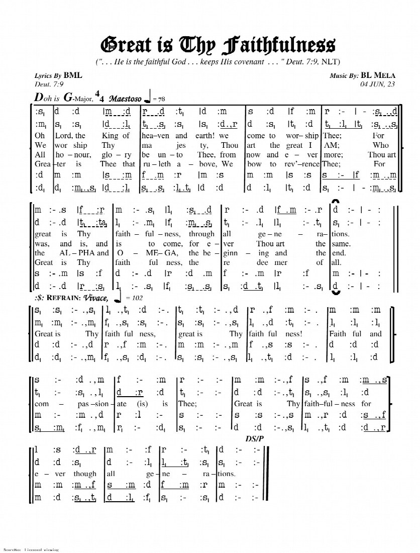 First-page preview of Great is Thy Faithfulness