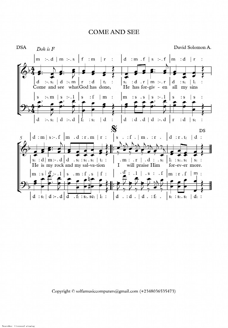 First-page preview of COME AND SEE