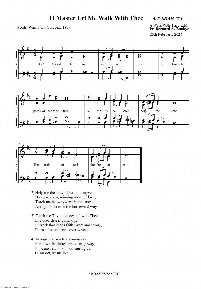 First-page preview of O Master, Let Me Walk With Thee