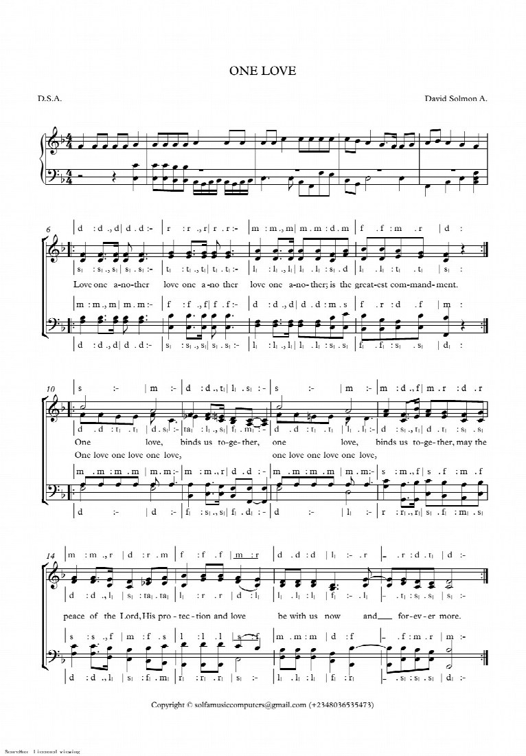First-page preview of ONE LOVE
