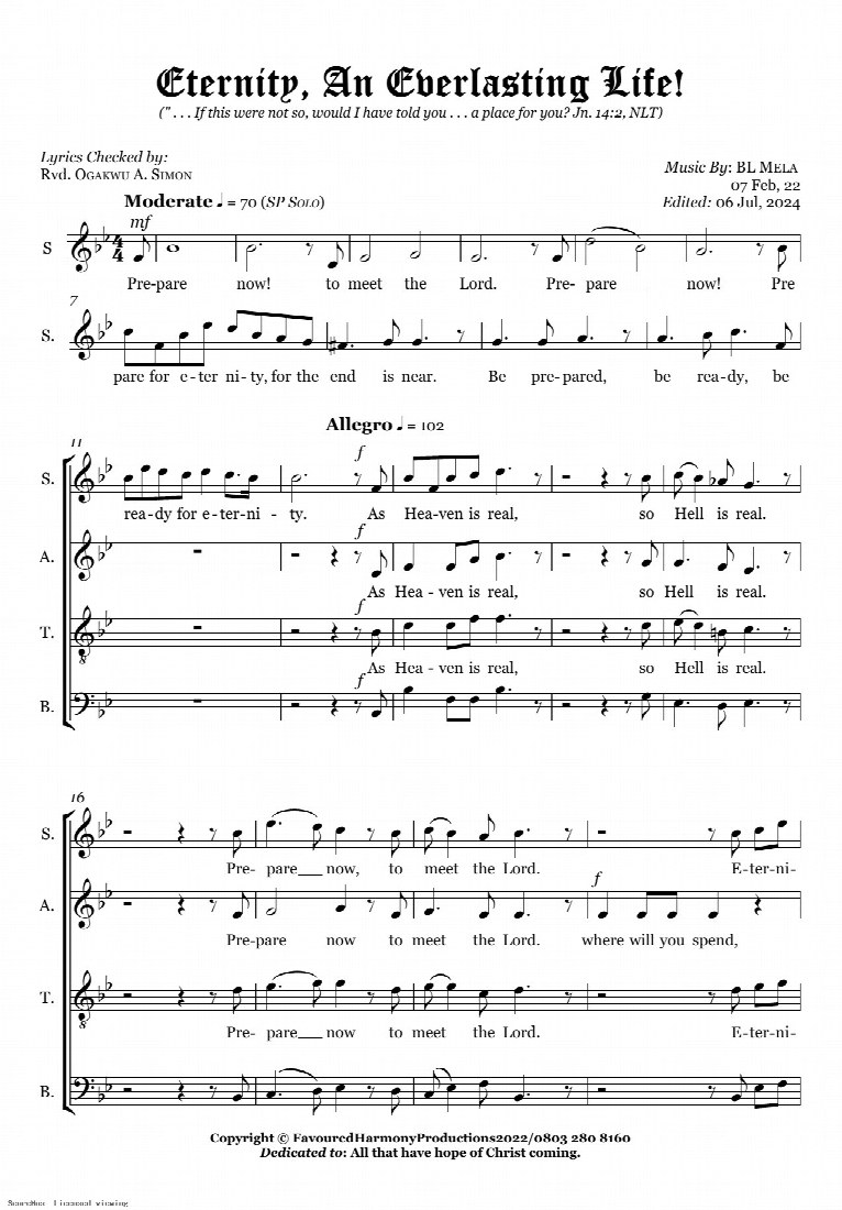 First-page preview of Eternity, An Everlasting Life