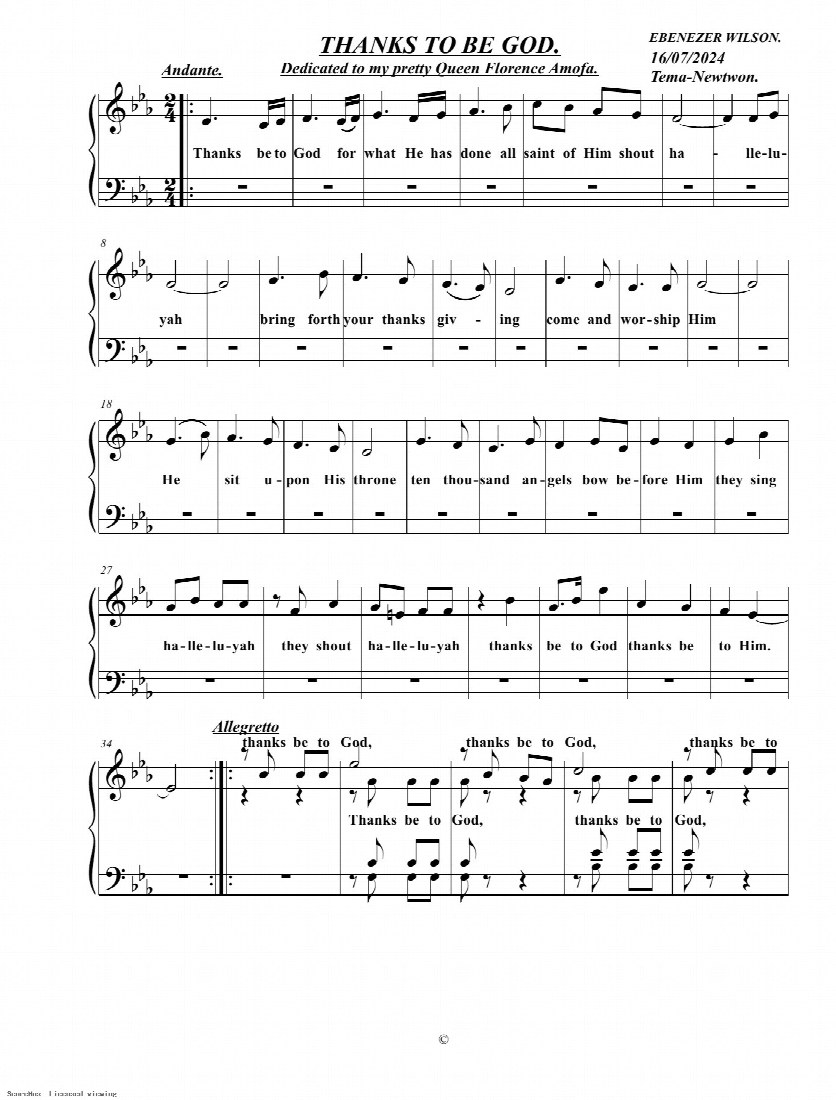 First-page preview of Thanks Be To God