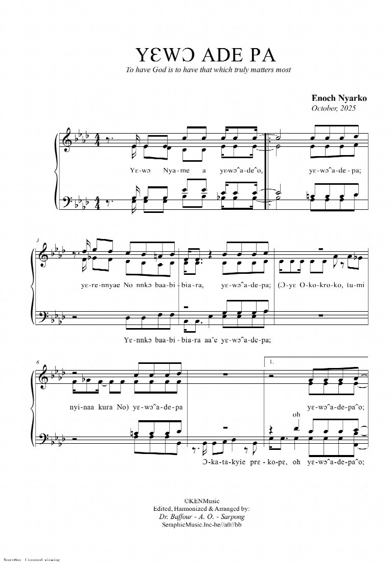 First-page preview of YEWO NYAME A YEWO ADE