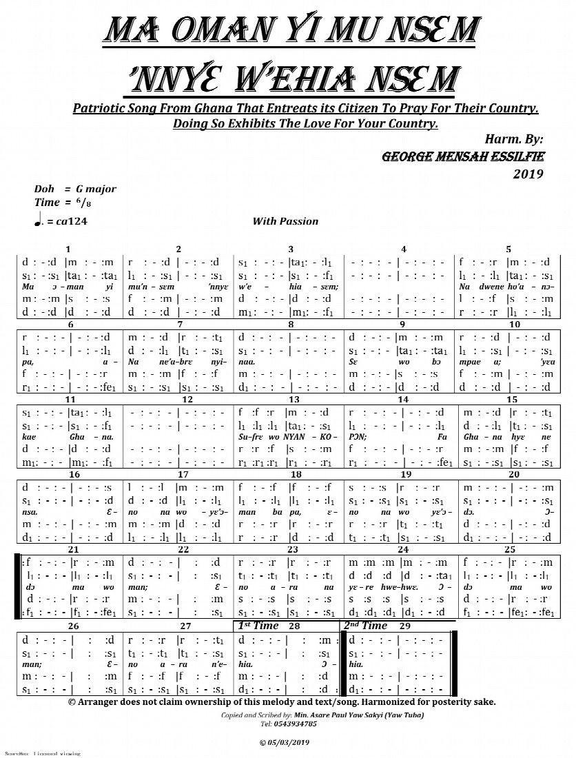 First-page preview of MA OMAN YI MU NSEM NYE W'EHIA NSEM