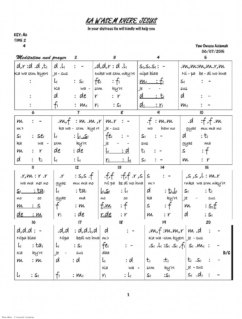 First-page preview of Ka W'asem Kyere Jesus - YOA