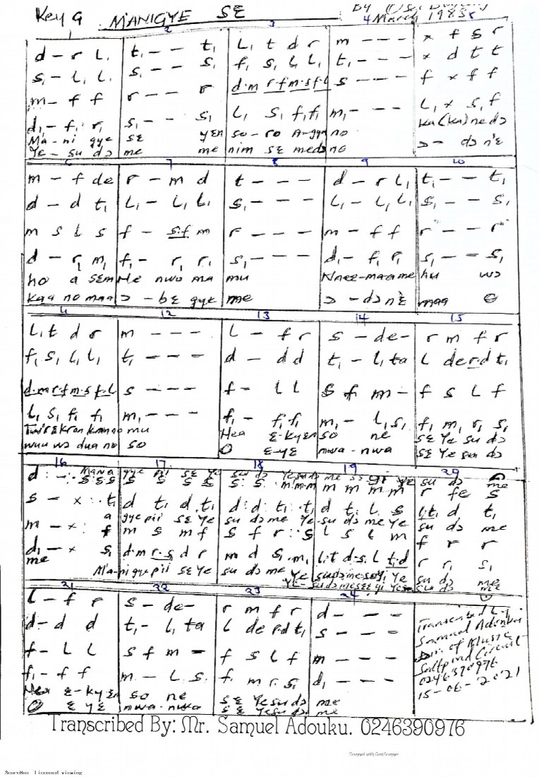 First-page preview of M'anigye Se