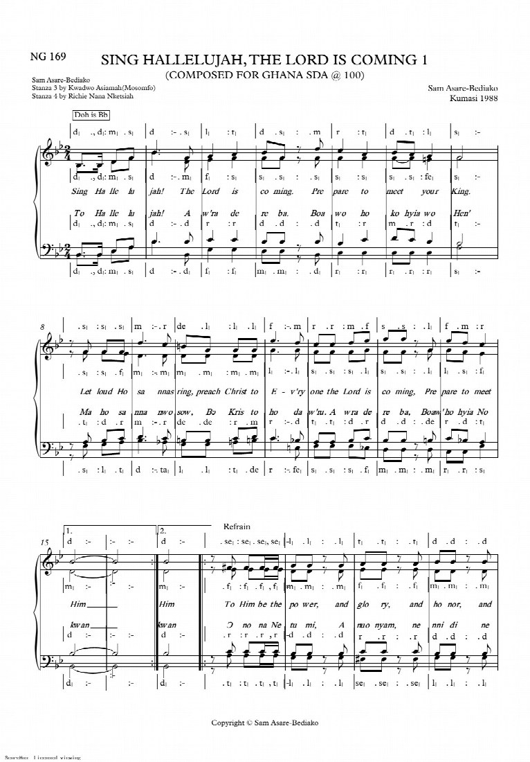 First-page preview of SING HALLELUJAH, THE LORD IS COMING