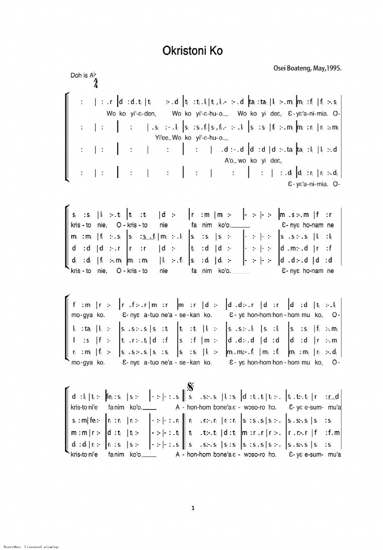 First-page preview of Okristoni Ko