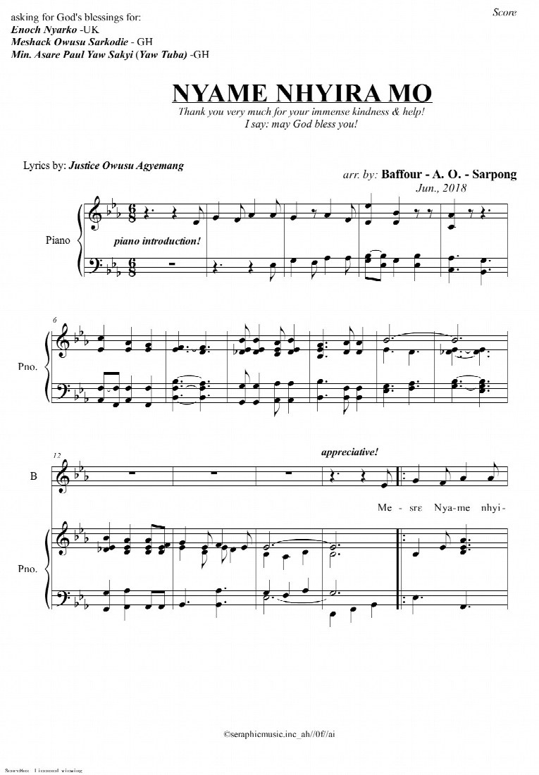 First-page preview of Nyame Nhyira Mo