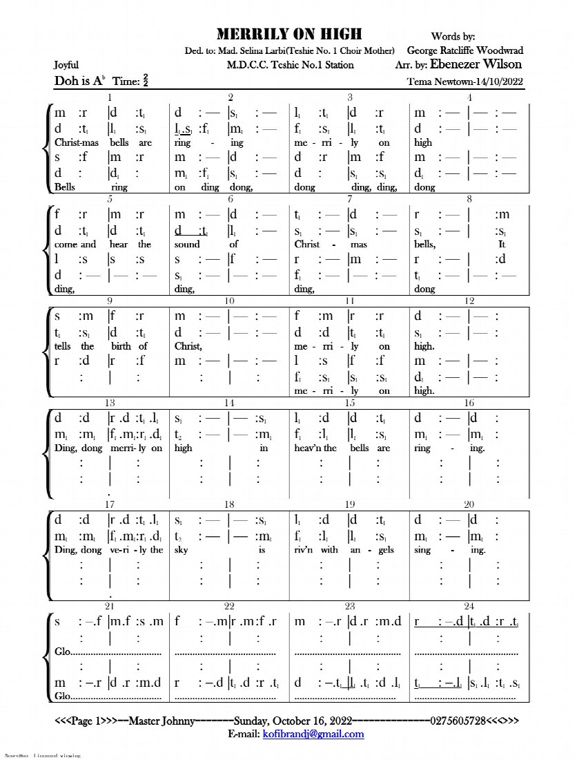 First-page preview of Merrily on high