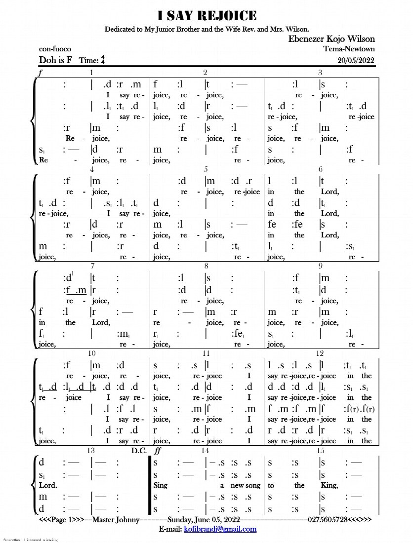 First-page preview of I say rejoice