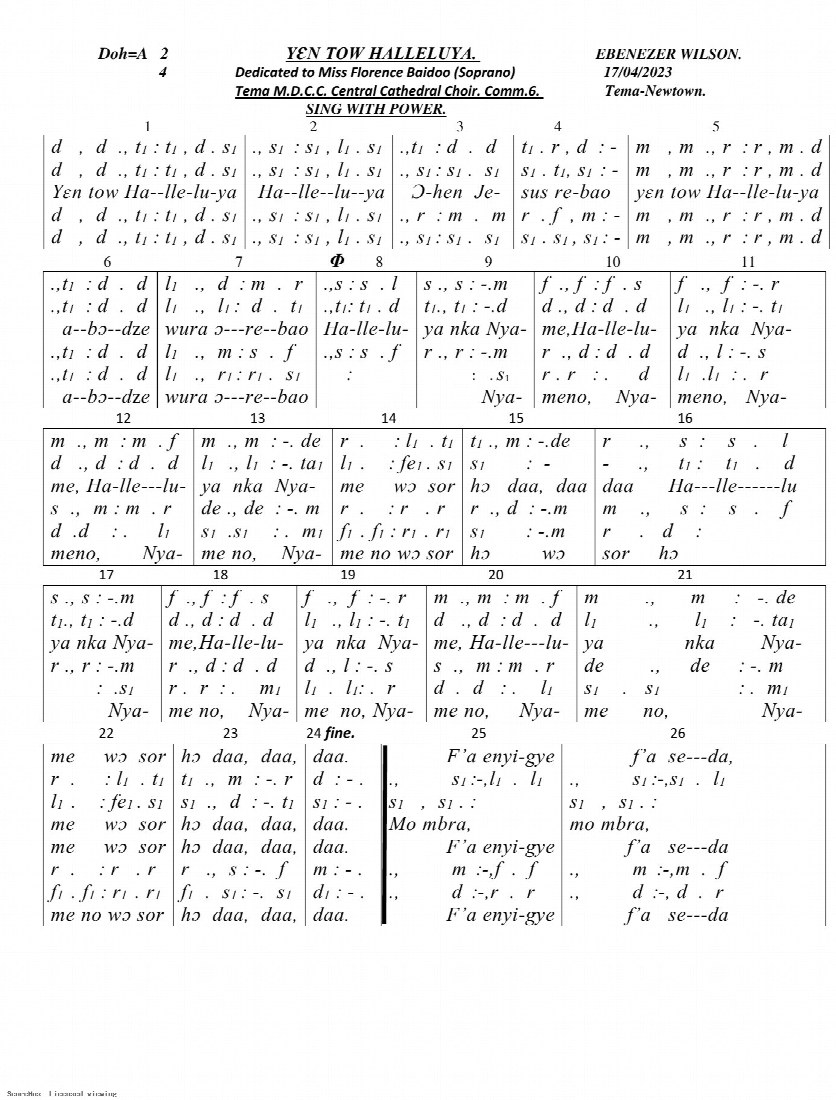 First-page preview of Yen tow Hallelujah