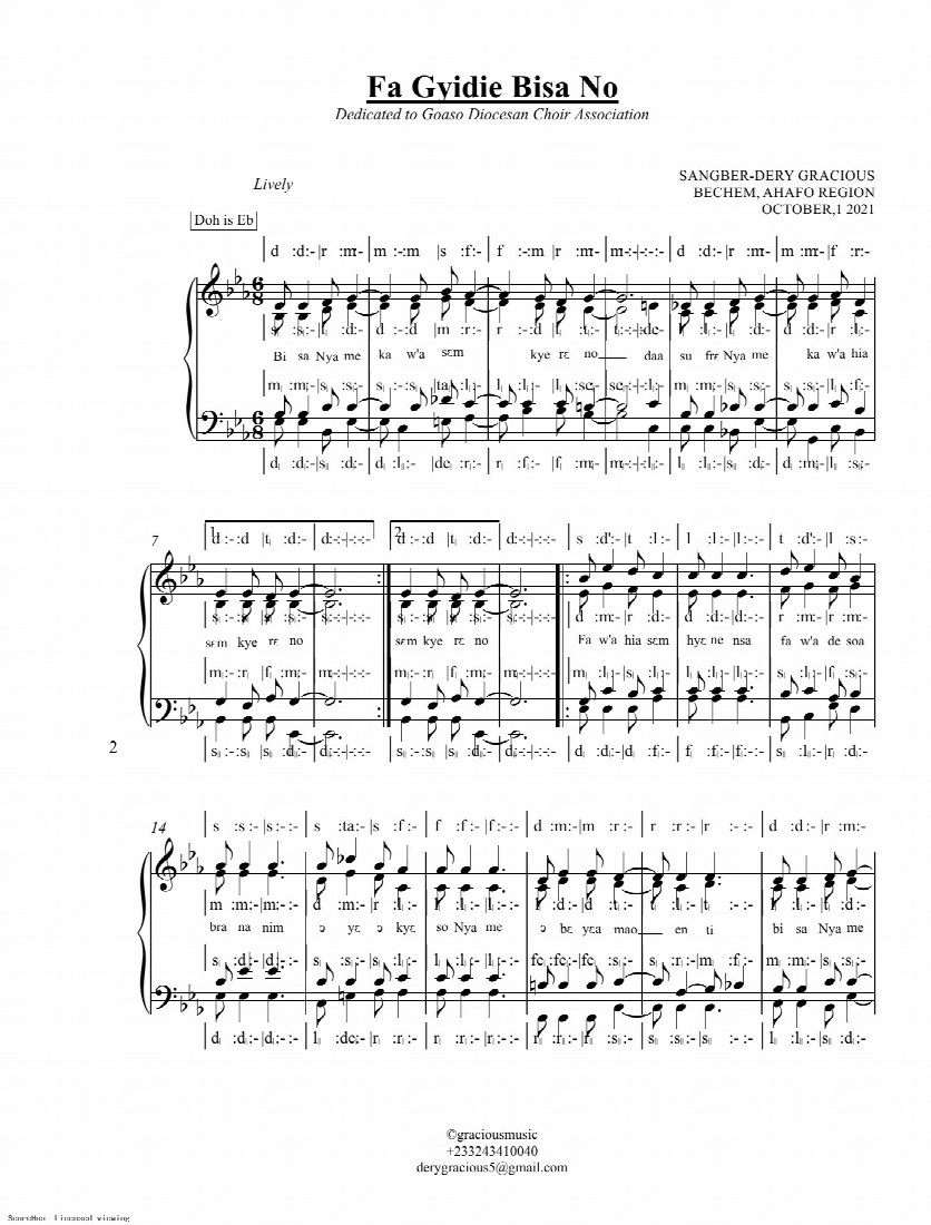 First-page preview of Fa gyidie bisa no