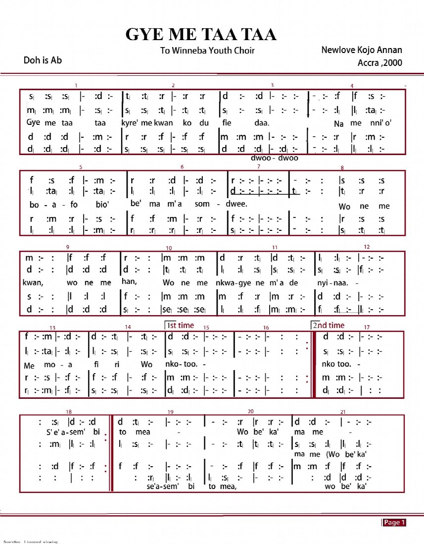 First-page preview of GYE ME TAATAA