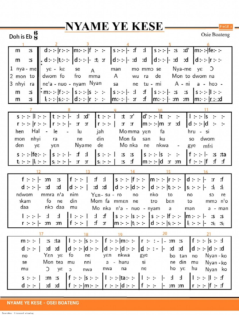 First-page preview of NYAME YE KESE