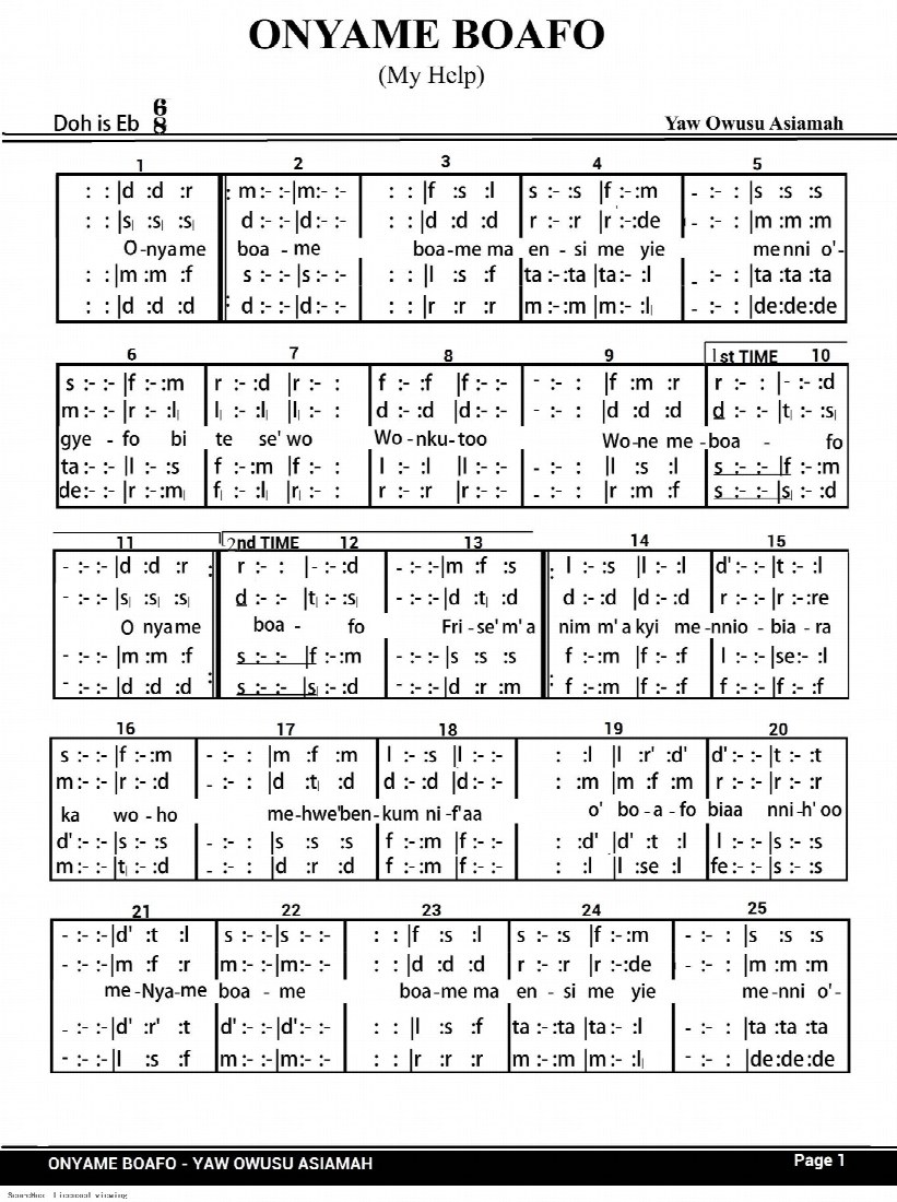 First-page preview of ONYAME BOA ME