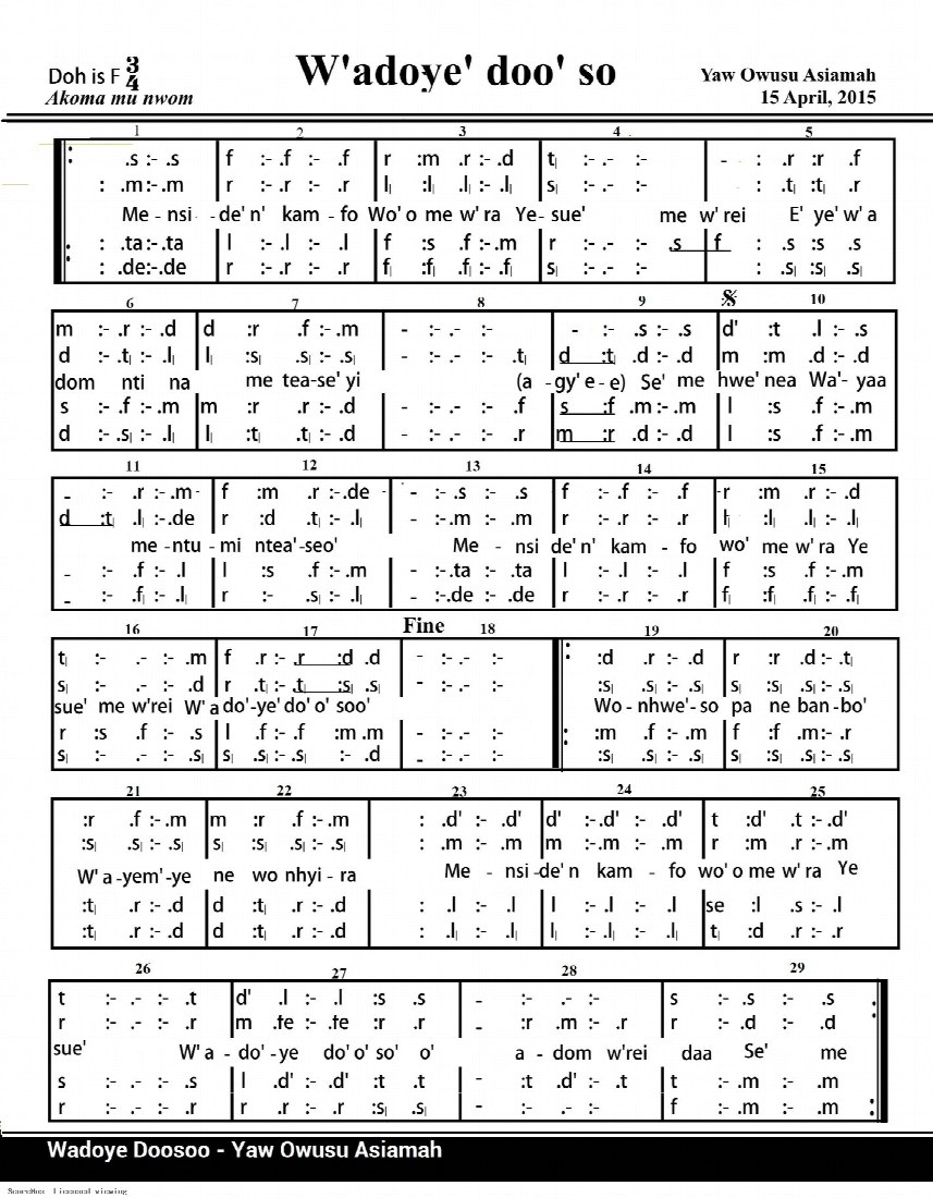 First-page preview of W'ADOYE DOOSOO