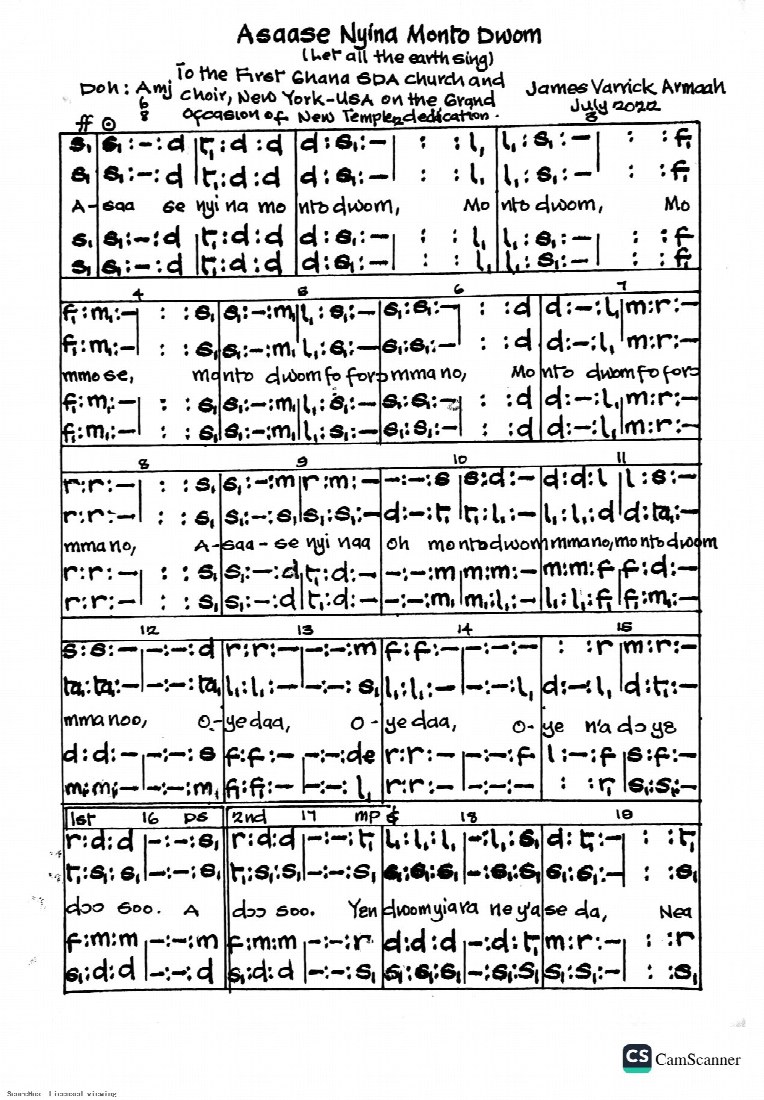 First-page preview of Asaase nyina monto dwom