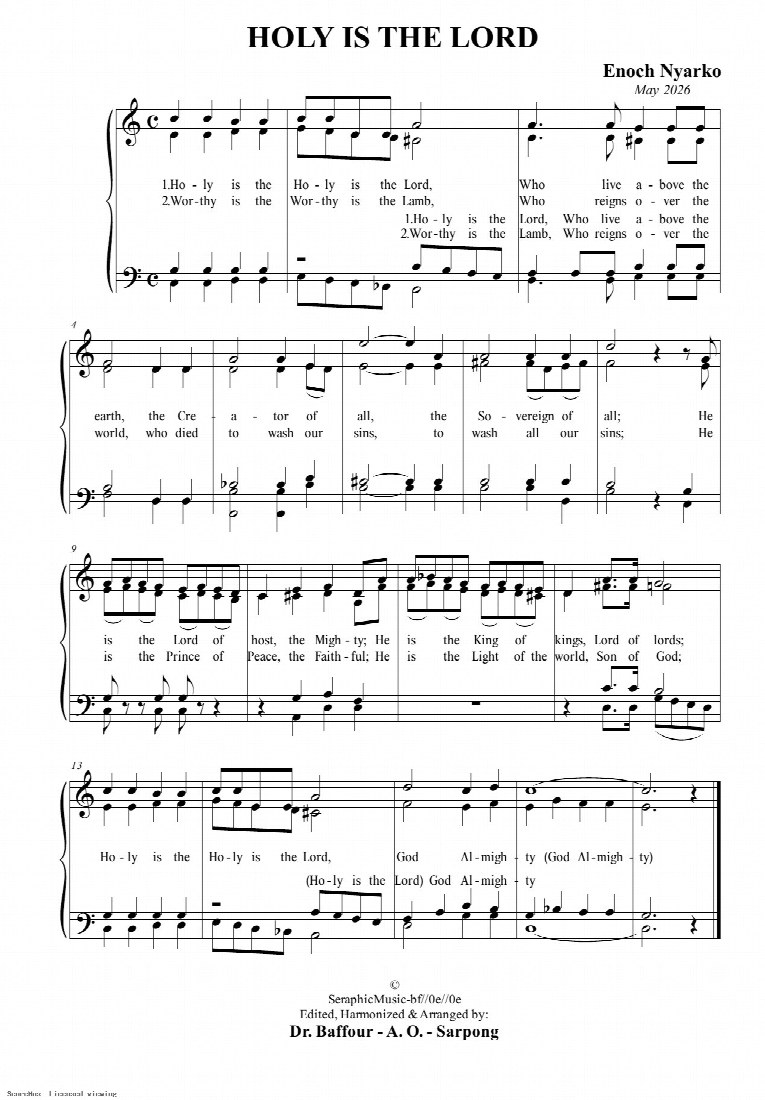 First-page preview of Holy is the Lord