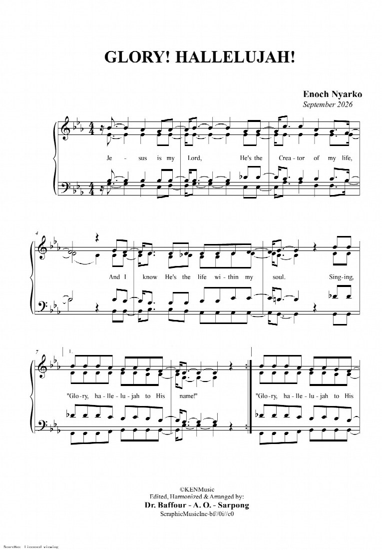 First-page preview of Glory Hallelujah