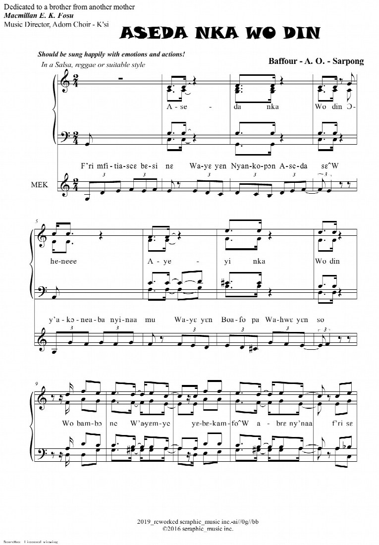 First-page preview of Aseda Nka Wo Din