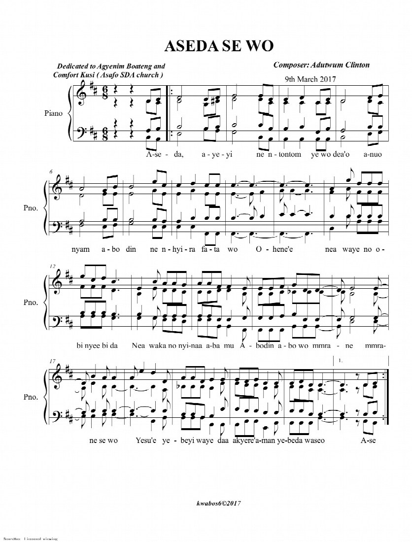 First-page preview of Aseda Se Wo