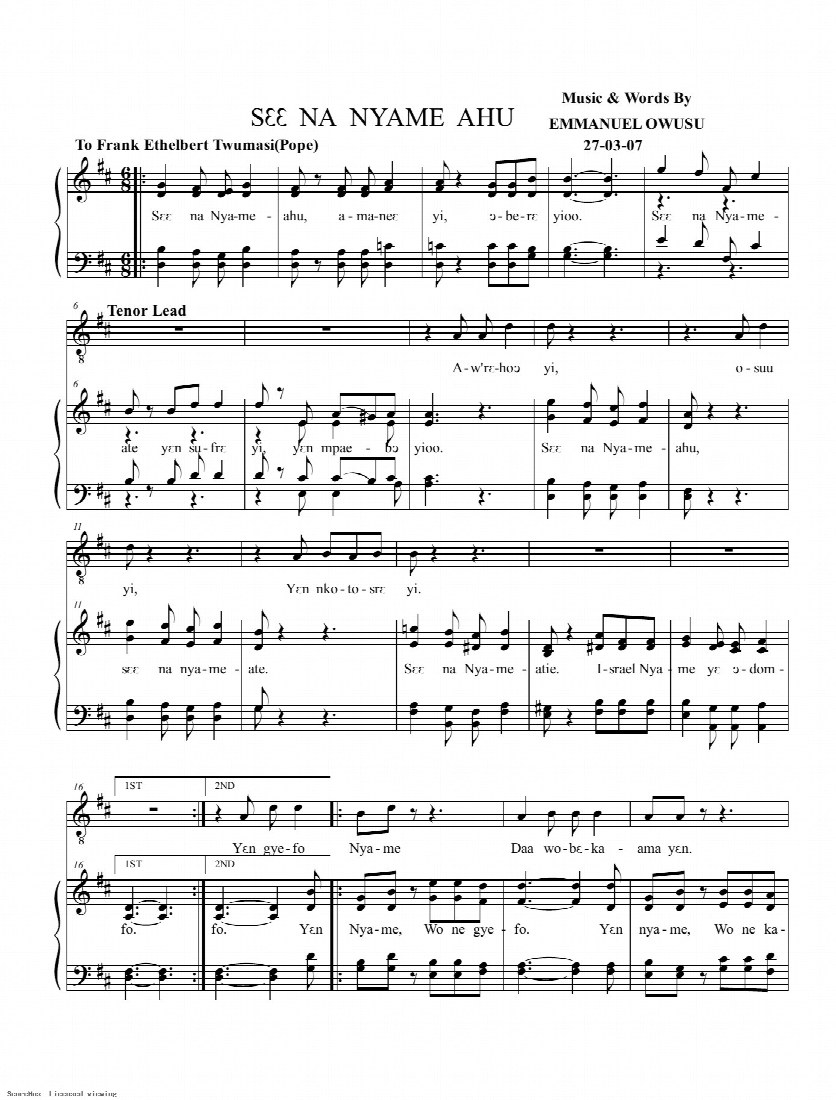First-page preview of See na Nyame ahu