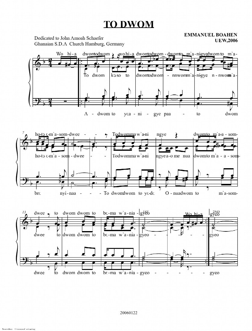 First-page preview of To Dwom