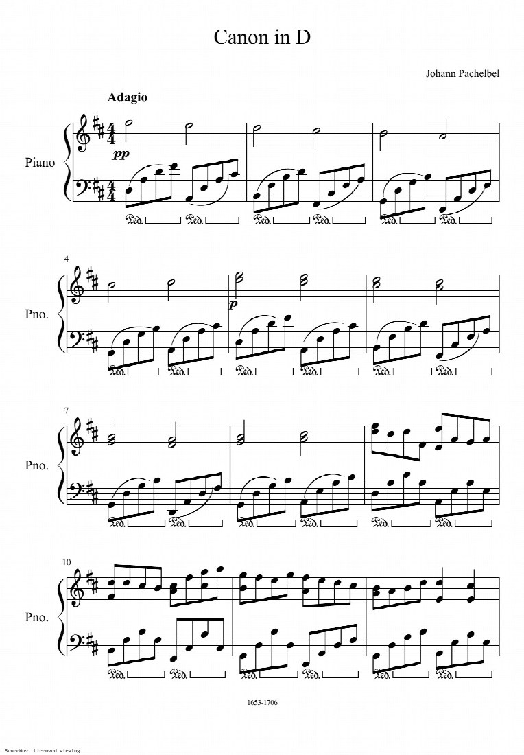 First-page preview of Canon in D